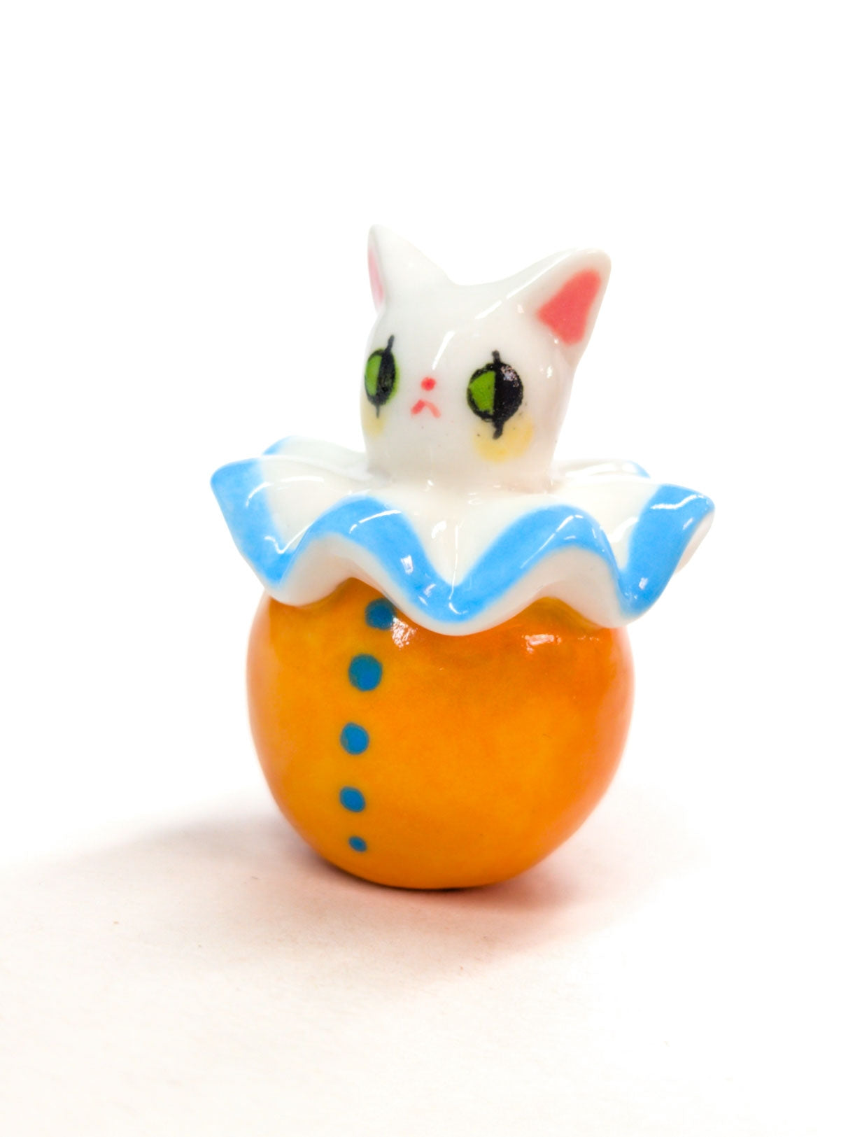 goatPIERROT Ceramic Art Toy [Cat Pierrots in Orange and Blue]