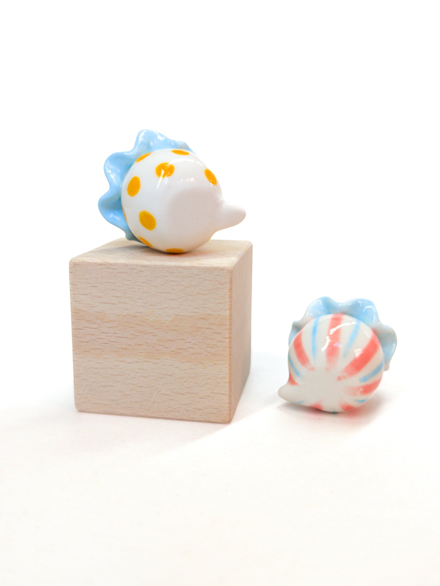 goatPIERROT Ceramic Art Toy [Cat Pierrot Duo: Stripes and Polka Dots]