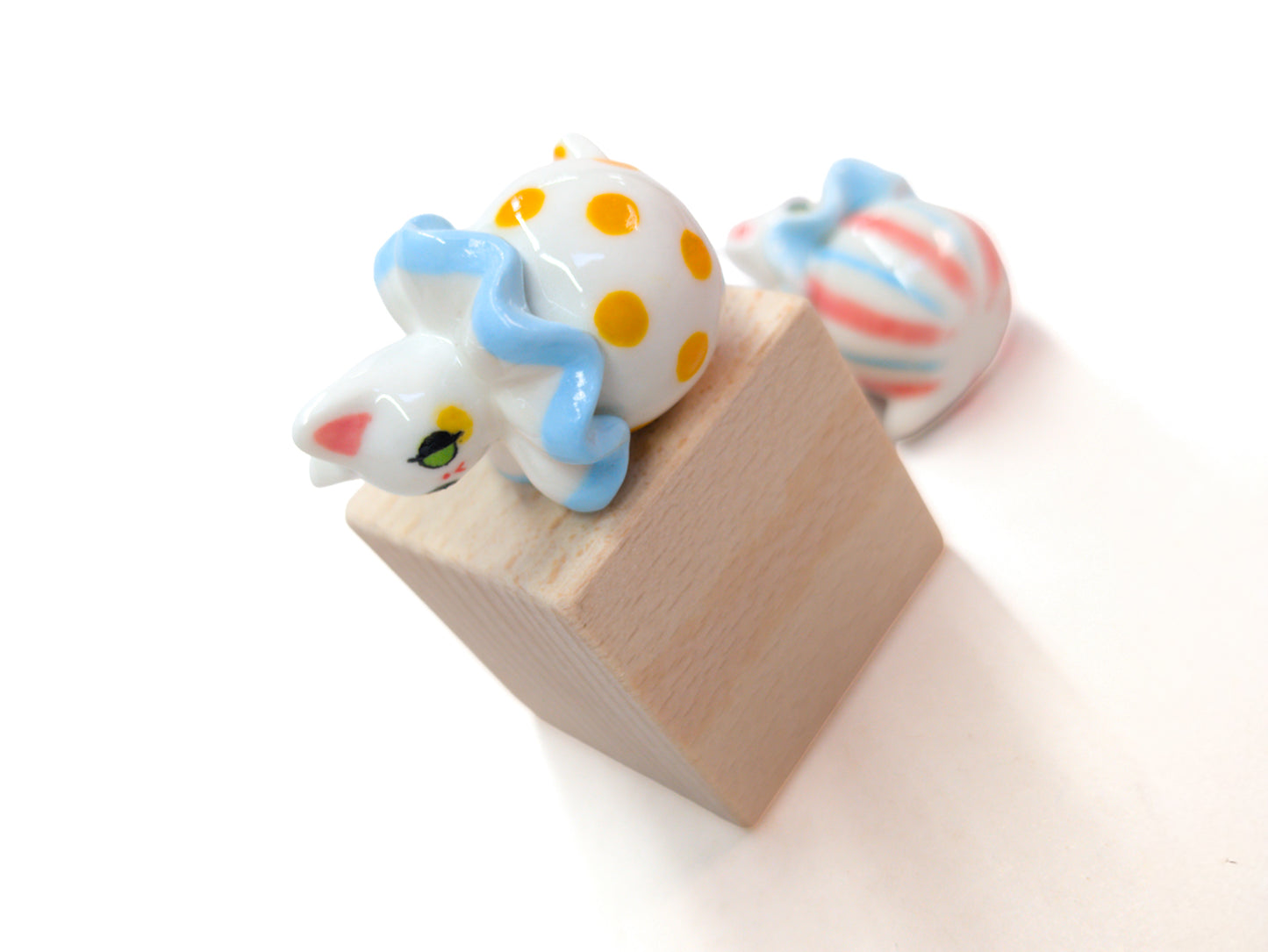 goatPIERROT Ceramic Art Toy [Cat Pierrot Duo: Stripes and Polka Dots]