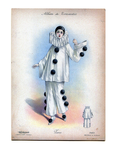 "Pierrot" from La Mode Nationale's Album de Travestis [A6 Postcard, 350gsm]