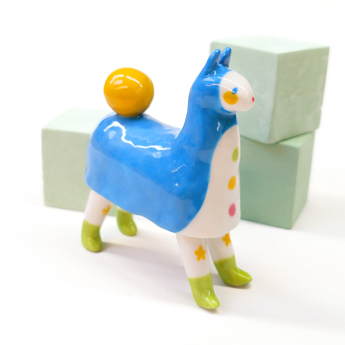 goatPIERROT Ceramic Art Toy [Pantomime Horse in Tinybirdman Blue, 9.5 cm tall, Flawed Second]