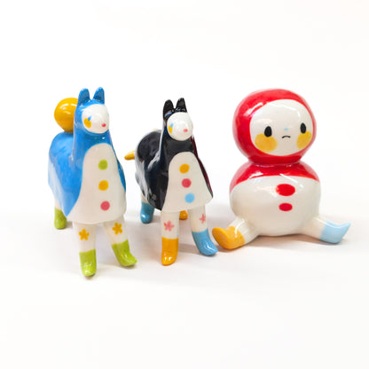 goatPIERROT Ceramic Art Toy [Pantomime Horse in Tinybirdman Blue, 9.5 cm tall, Flawed Second]