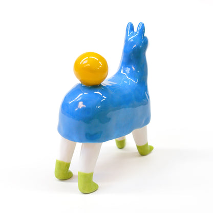 goatPIERROT Ceramic Art Toy [Pantomime Horse in Tinybirdman Blue, 9.5 cm tall, Flawed Second]