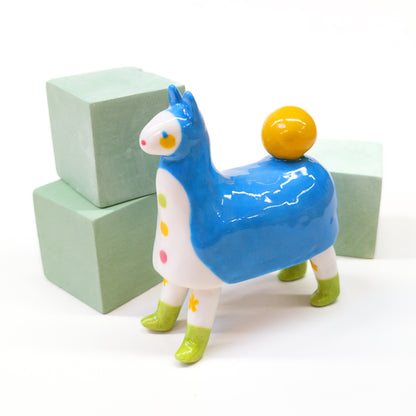 goatPIERROT Ceramic Art Toy [Pantomime Horse in Tinybirdman Blue, 9.5 cm tall, Flawed Second]