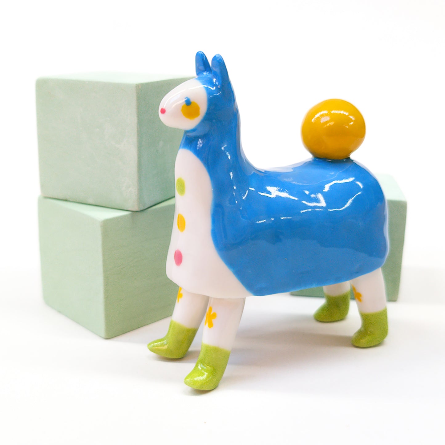 goatPIERROT Ceramic Art Toy [Pantomime Horse in Tinybirdman Blue, 9.5 cm tall, Flawed Second]