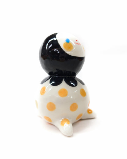 goatPIERROT Ceramic Art Toy [Big Ol' Bobblenubbin in Apricot Polka Dot, 3.5" tall]