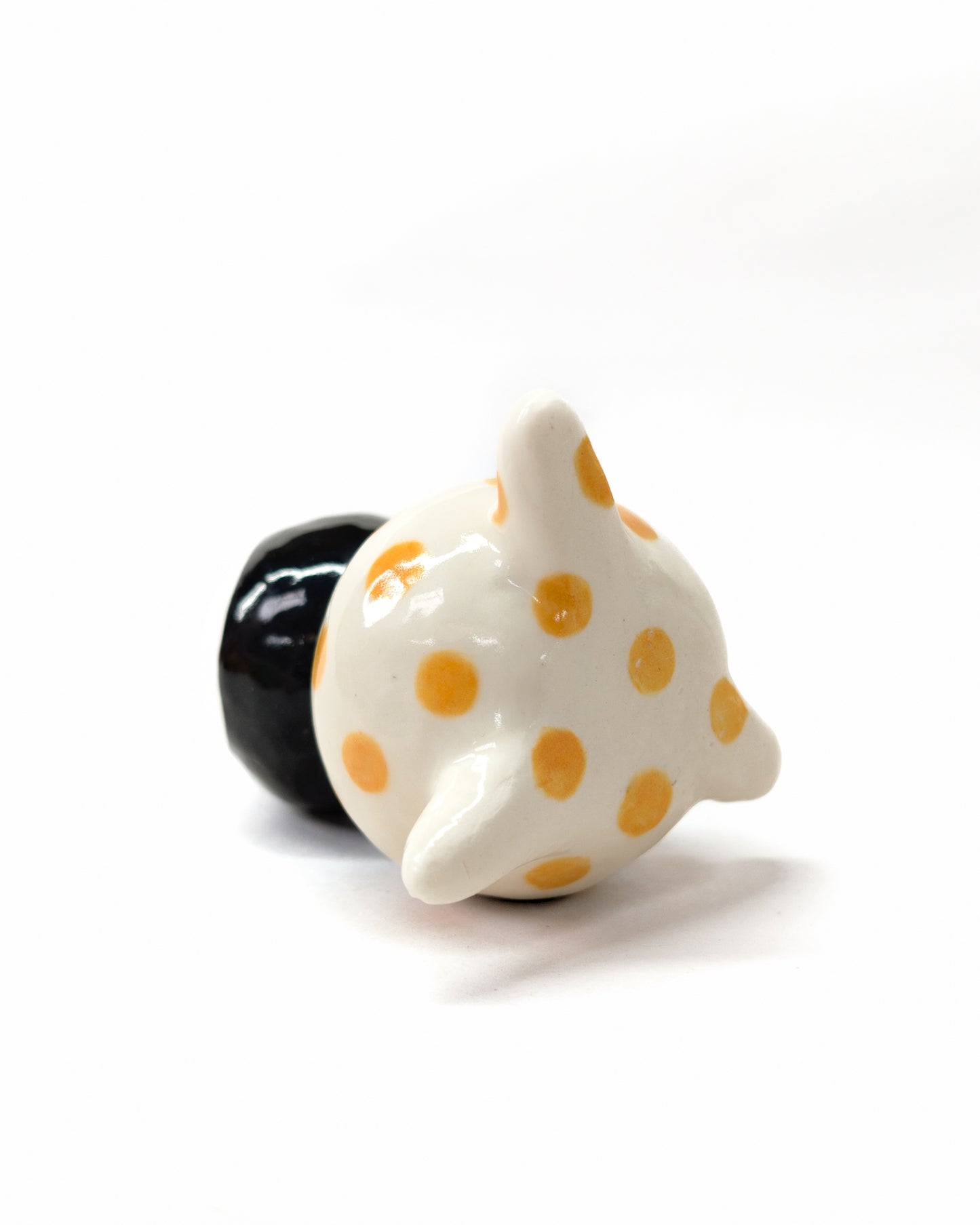 goatPIERROT Ceramic Art Toy [Big Ol' Bobblenubbin in Apricot Polka Dot, 3.5" tall]