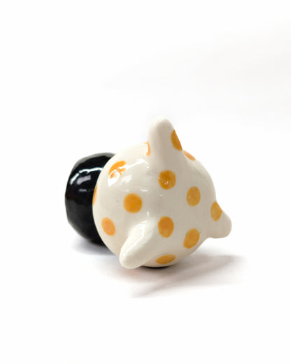 goatPIERROT Ceramic Art Toy [Big Ol' Bobblenubbin in Apricot Polka Dot, 3.5" tall]