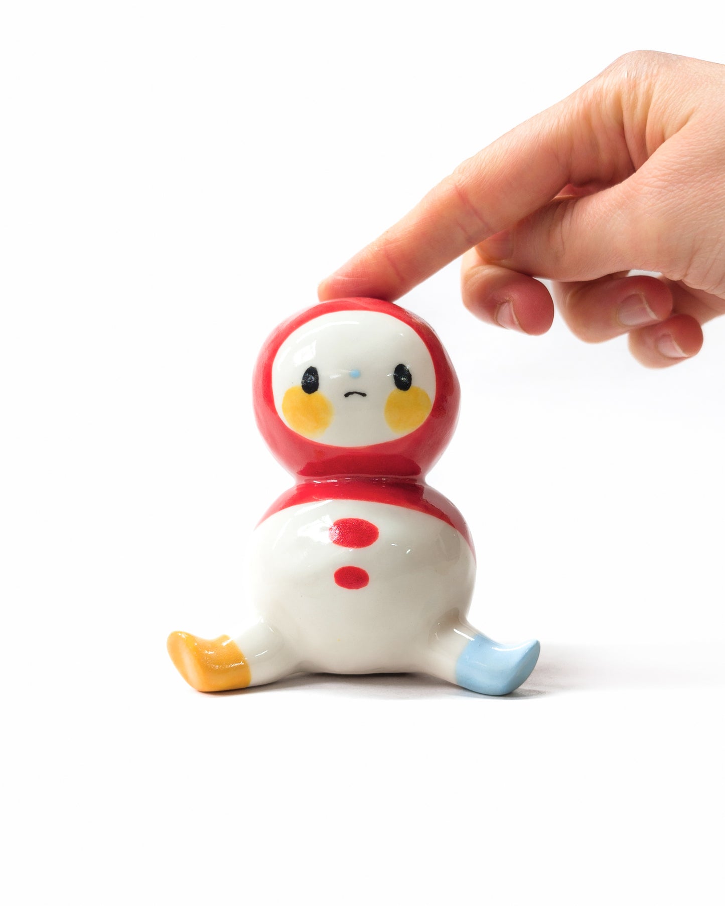 goatPIERROT Ceramic Art Toy [Mega Chub Tinybirdman in Red, 3.25" tall]