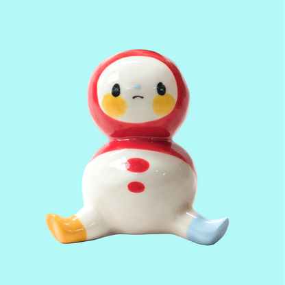 goatPIERROT Ceramic Art Toy [Mega Chub Tinybirdman in Red, 3.25" tall]