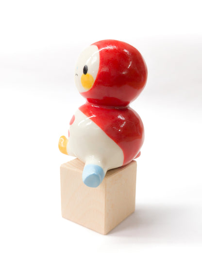 goatPIERROT Ceramic Art Toy [Mega Chub Tinybirdman in Red, 3.25" tall]