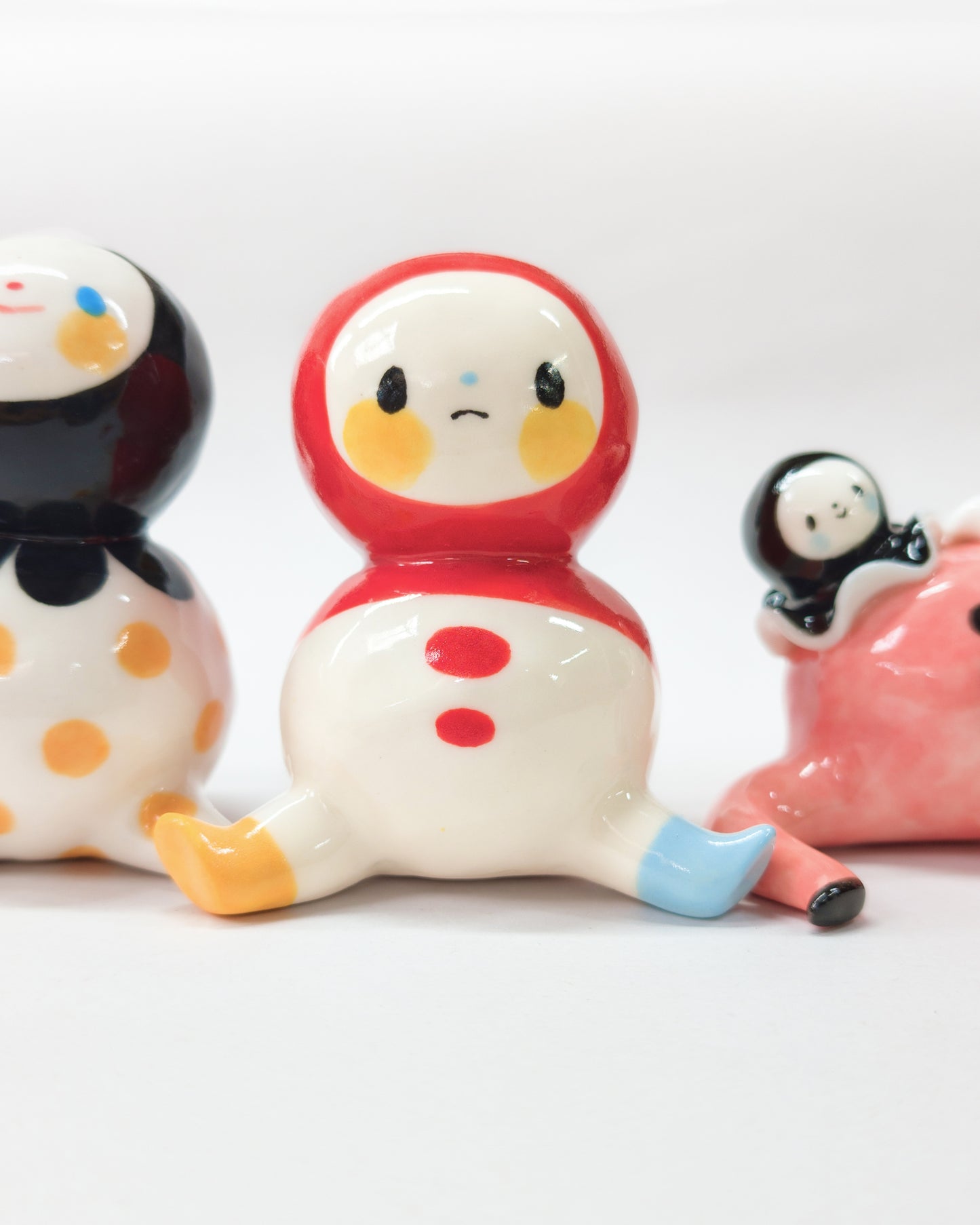 goatPIERROT Ceramic Art Toy [Mega Chub Tinybirdman in Red, 3.25" tall]