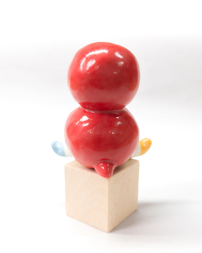 goatPIERROT Ceramic Art Toy [Mega Chub Tinybirdman in Red, 3.25" tall]