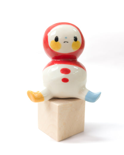 goatPIERROT Ceramic Art Toy [Mega Chub Tinybirdman in Red, 3.25" tall]