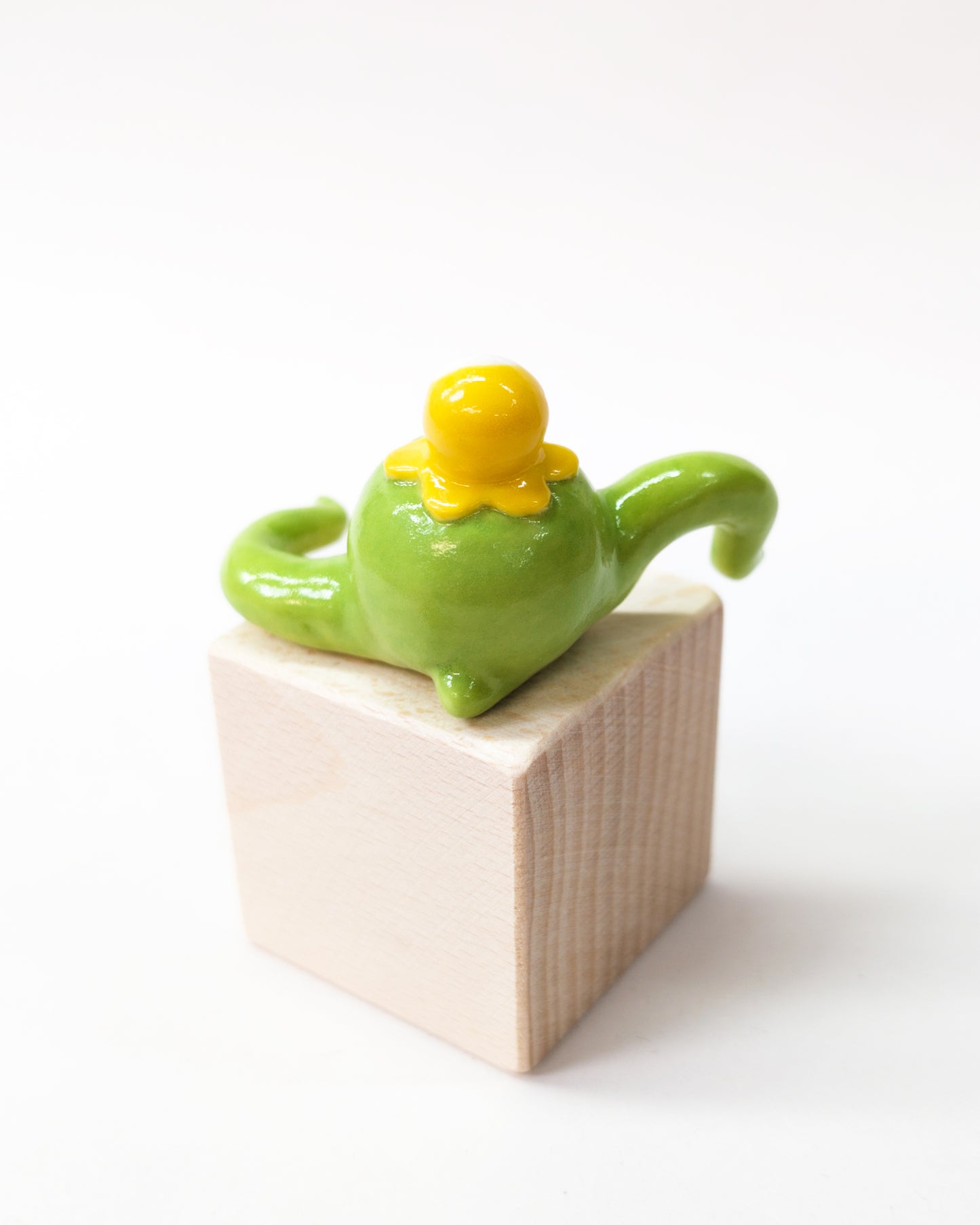 goatPIERROT Ceramic Art Toy [Yellow Blossom Tinybirdman Prototypes, 1.5" tall, Minor Flaws Collection]