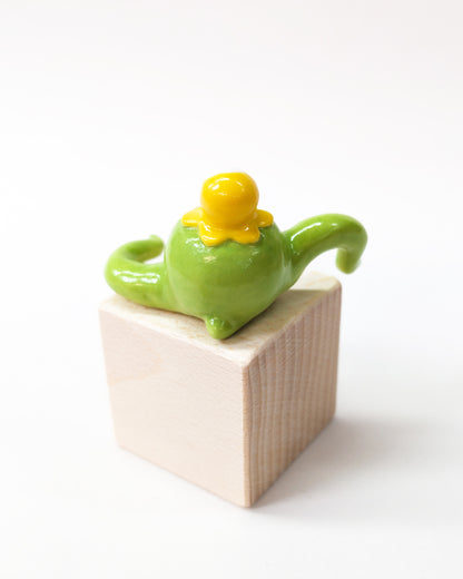 goatPIERROT Ceramic Art Toy [Yellow Blossom Tinybirdman Prototypes, 1.5" tall, Minor Flaws Collection]