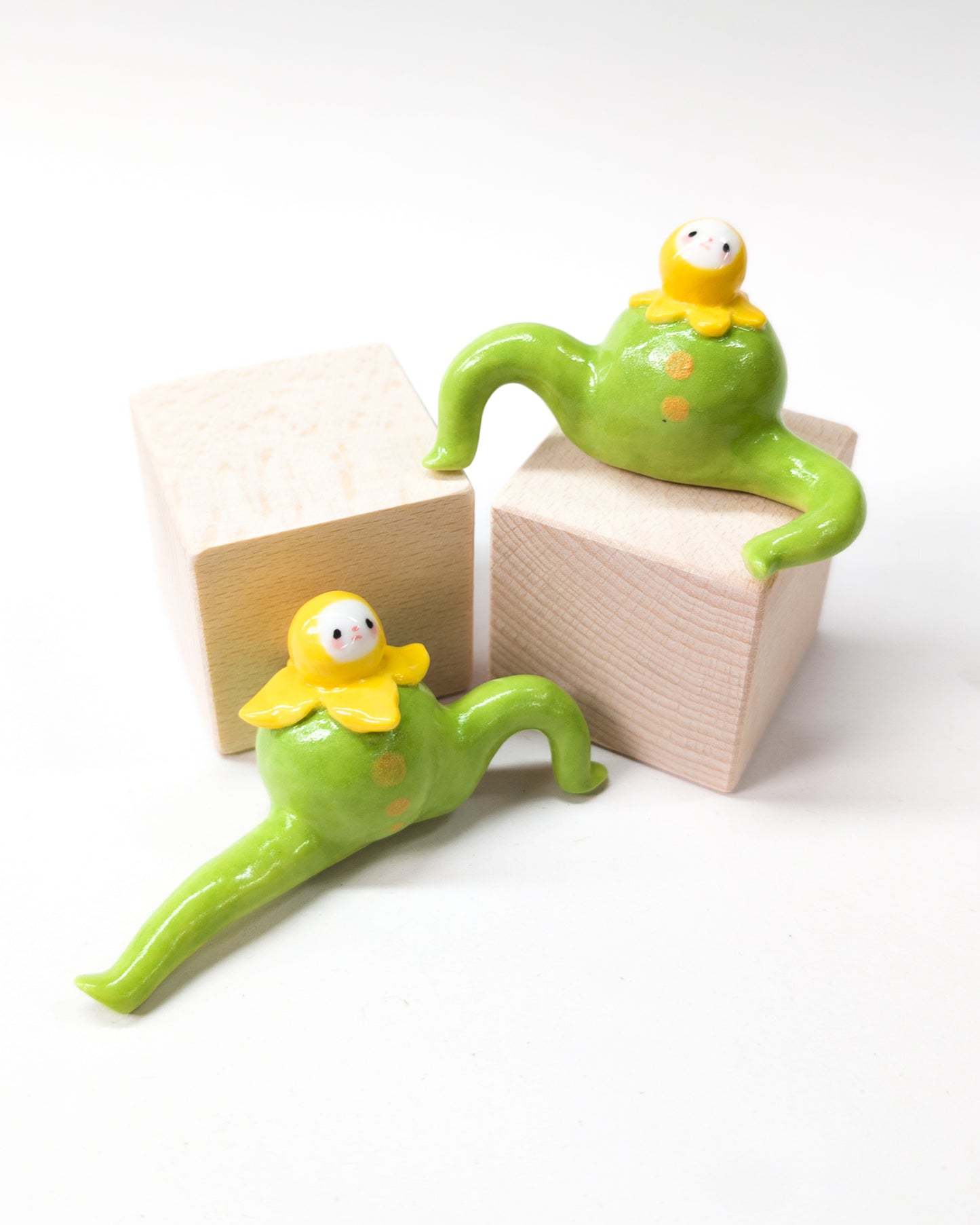 goatPIERROT Ceramic Art Toy [Yellow Blossom Tinybirdman Prototypes, 1.5" tall, Minor Flaws Collection]