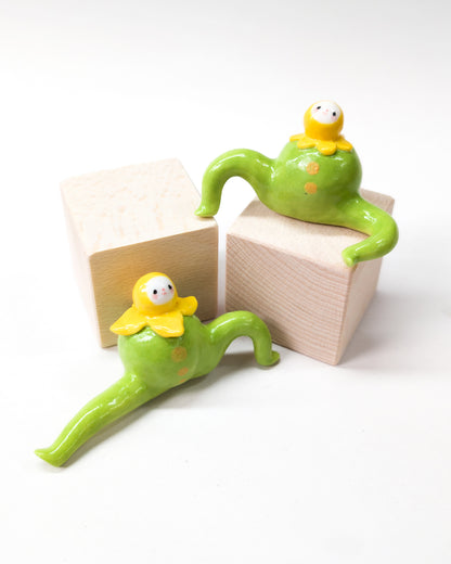 goatPIERROT Ceramic Art Toy [Yellow Blossom Tinybirdman Prototypes, 1.5" tall, Minor Flaws Collection]