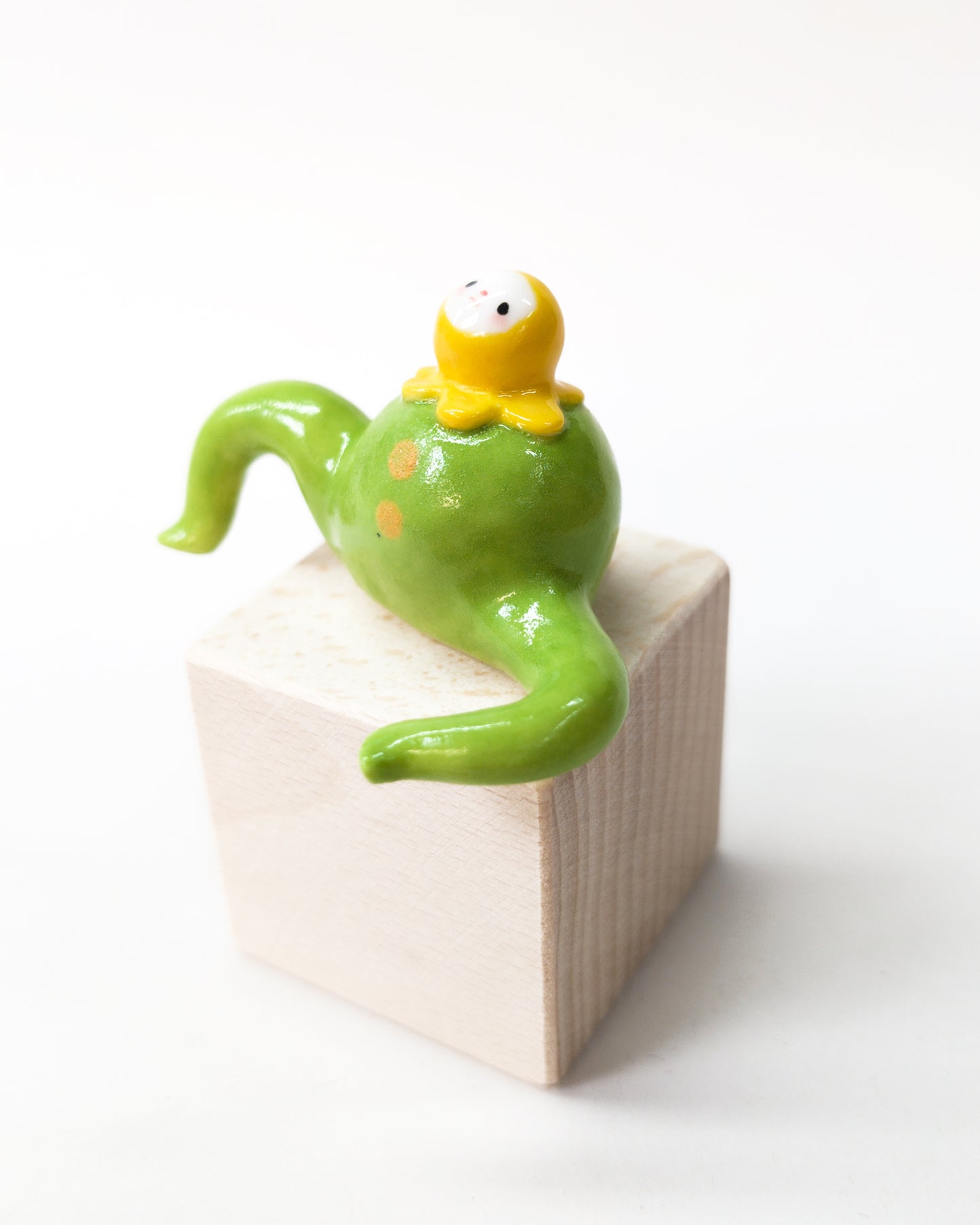 goatPIERROT Ceramic Art Toy [Yellow Blossom Tinybirdman Prototypes, 1.5" tall, Minor Flaws Collection]