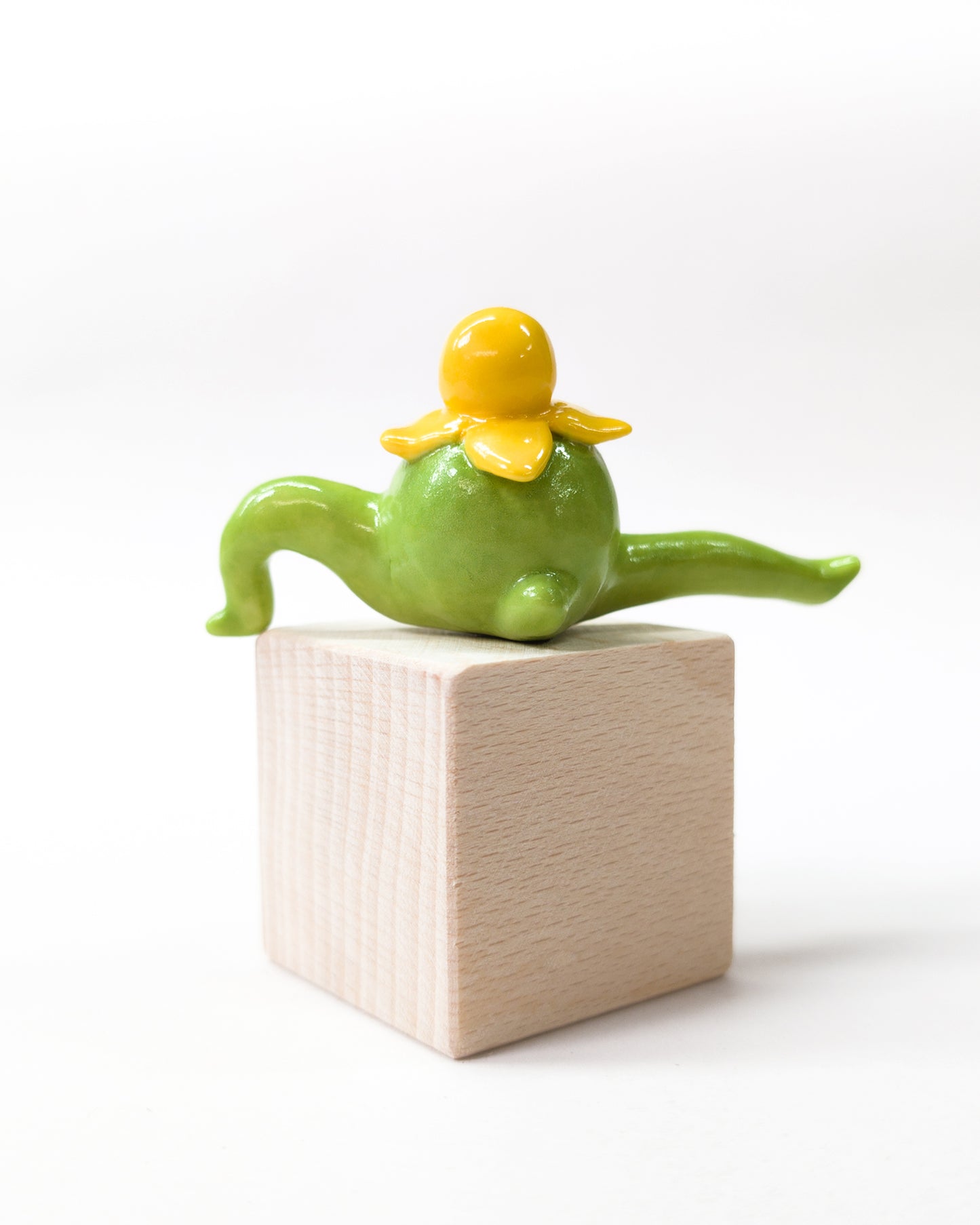 goatPIERROT Ceramic Art Toy [Yellow Blossom Tinybirdman Prototypes, 1.5" tall, Minor Flaws Collection]