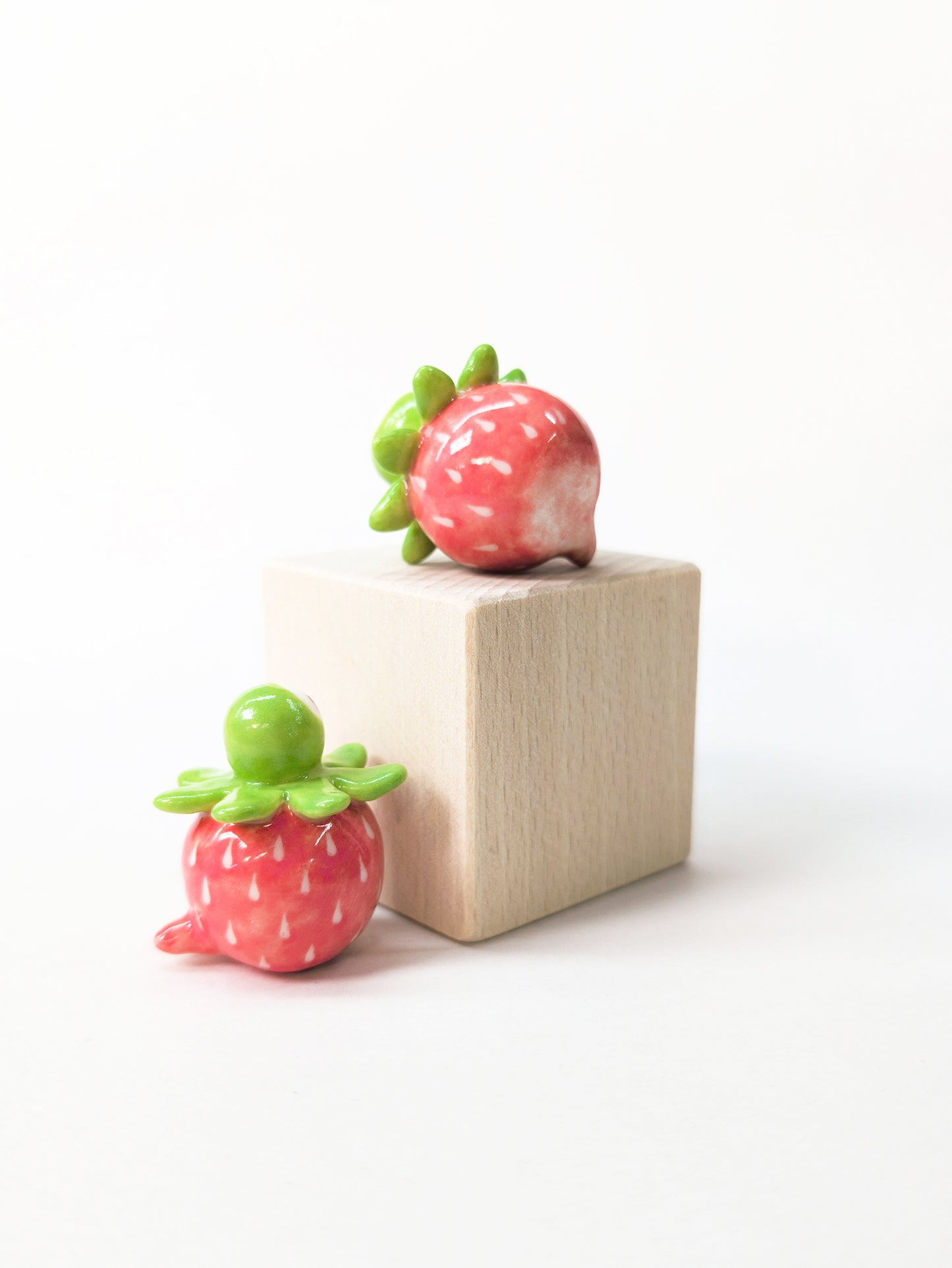 goatPIERROT Ceramic Art Toy [Strawberry Birbaubles, 1.25" tall, Listed Individually]