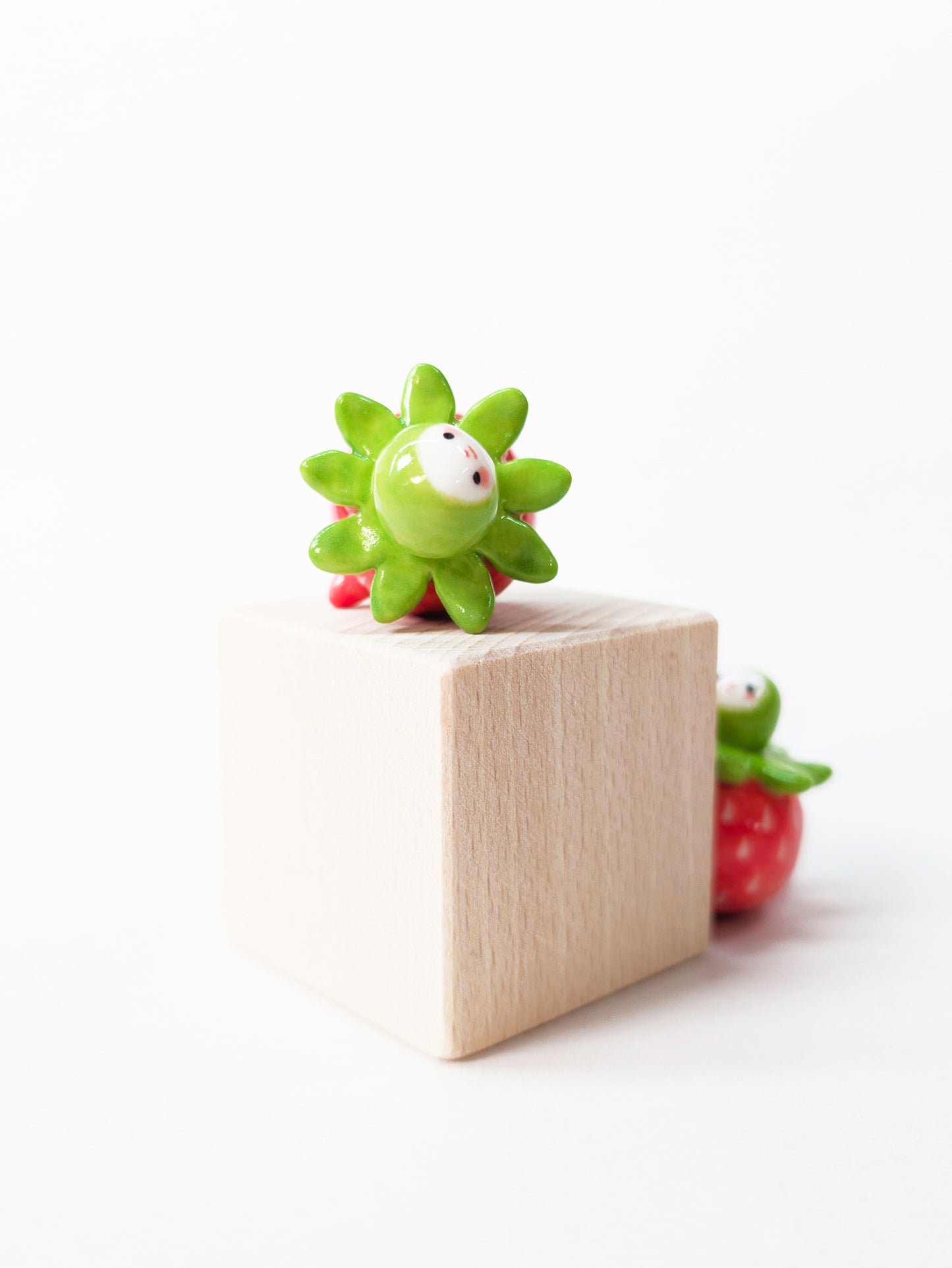 goatPIERROT Ceramic Art Toy [Strawberry Birbaubles, 1.25" tall, Listed Individually]