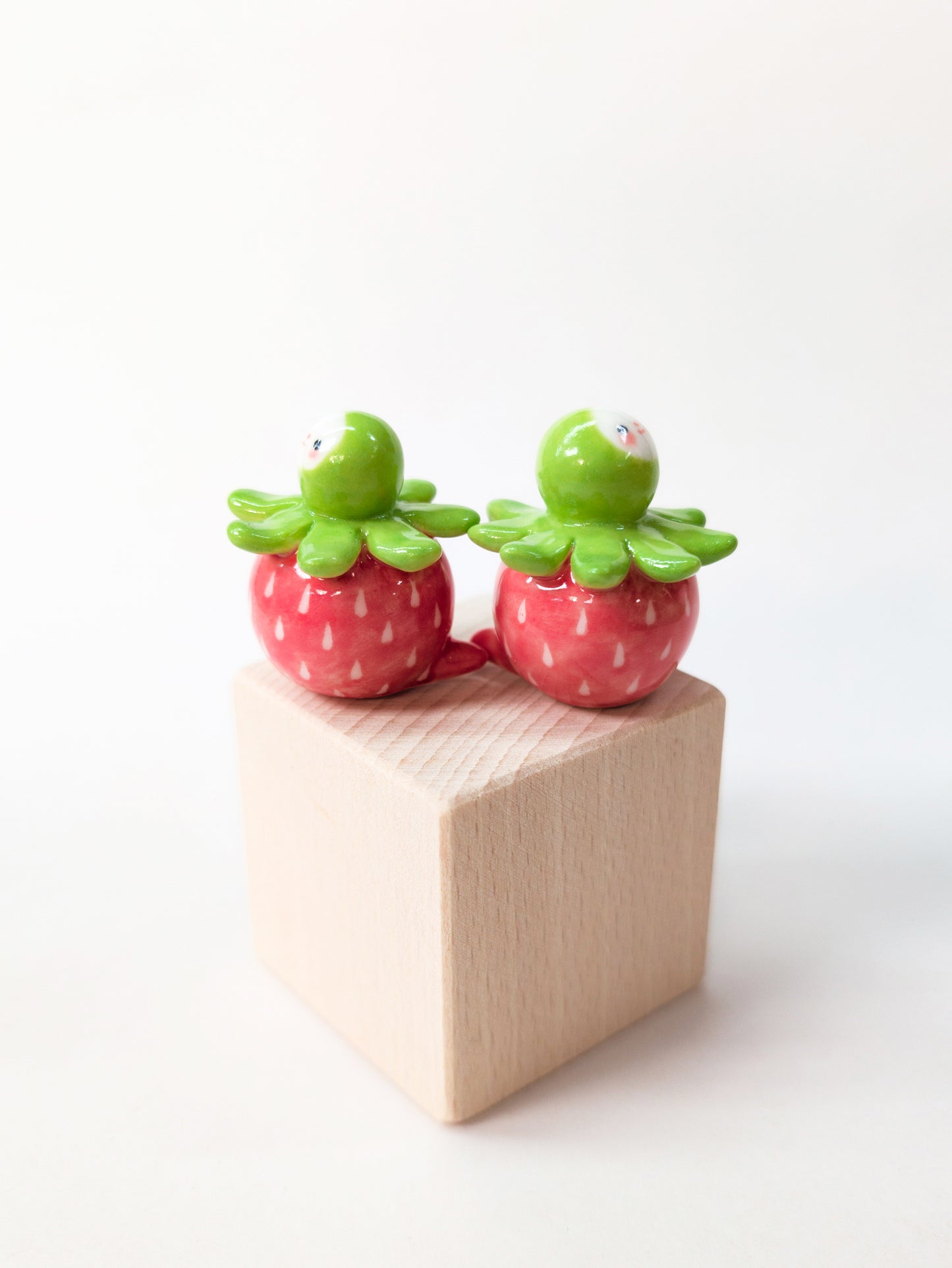 goatPIERROT Ceramic Art Toy [Strawberry Birbaubles, 1.25" tall, Listed Individually]