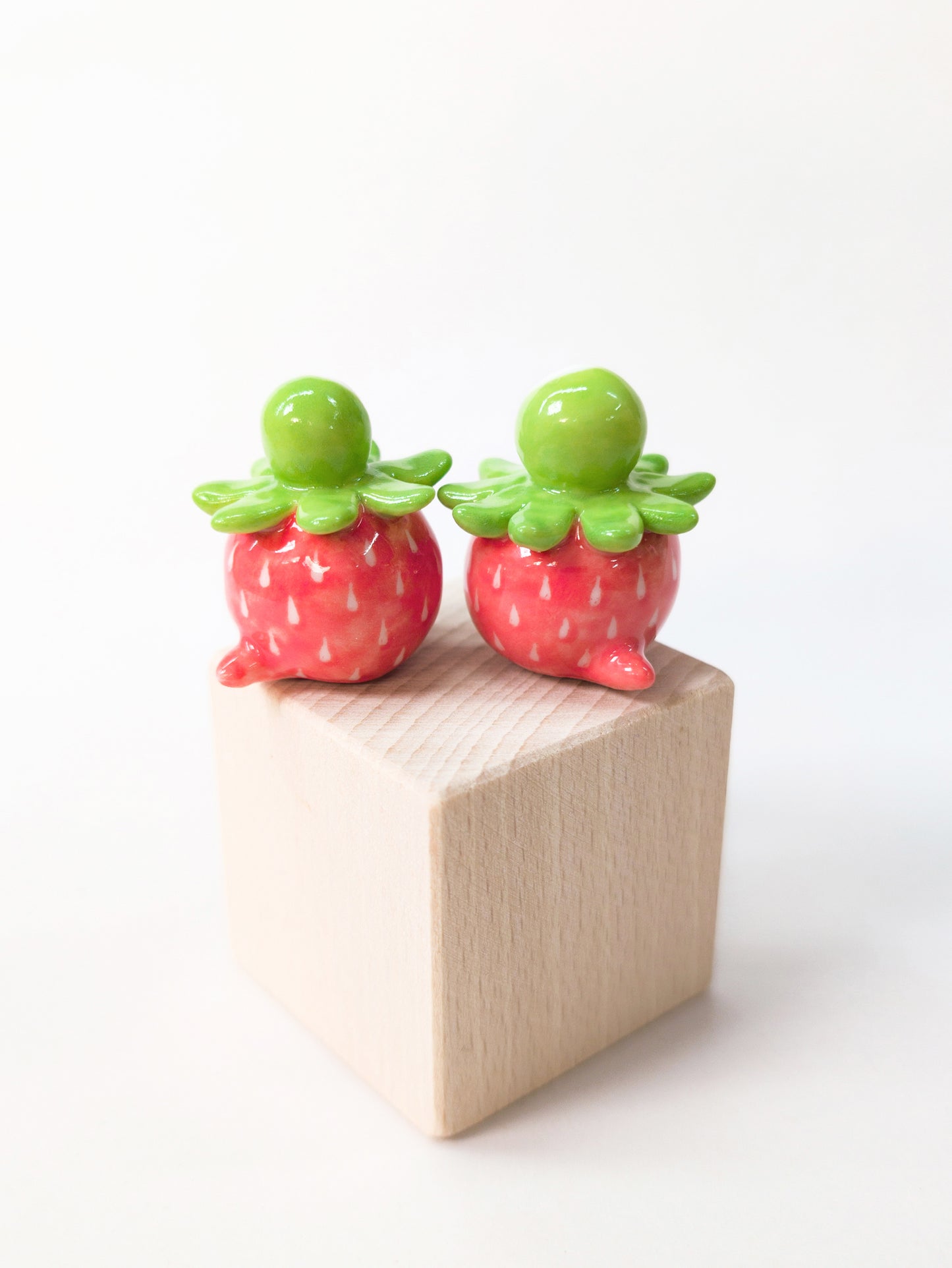 goatPIERROT Ceramic Art Toy [Strawberry Birbaubles, 1.25" tall, Listed Individually]