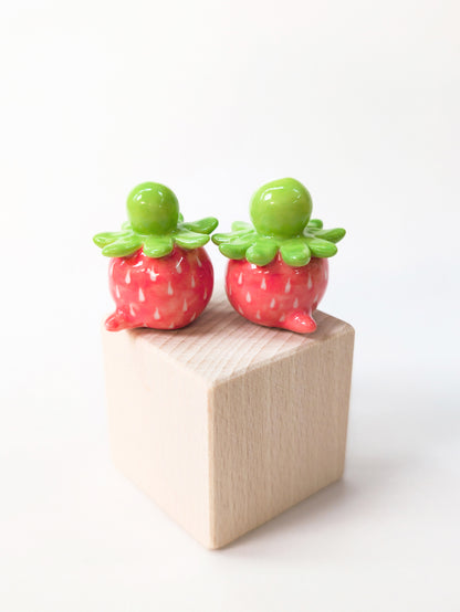 goatPIERROT Ceramic Art Toy [Strawberry Birbaubles, 1.25" tall, Listed Individually]