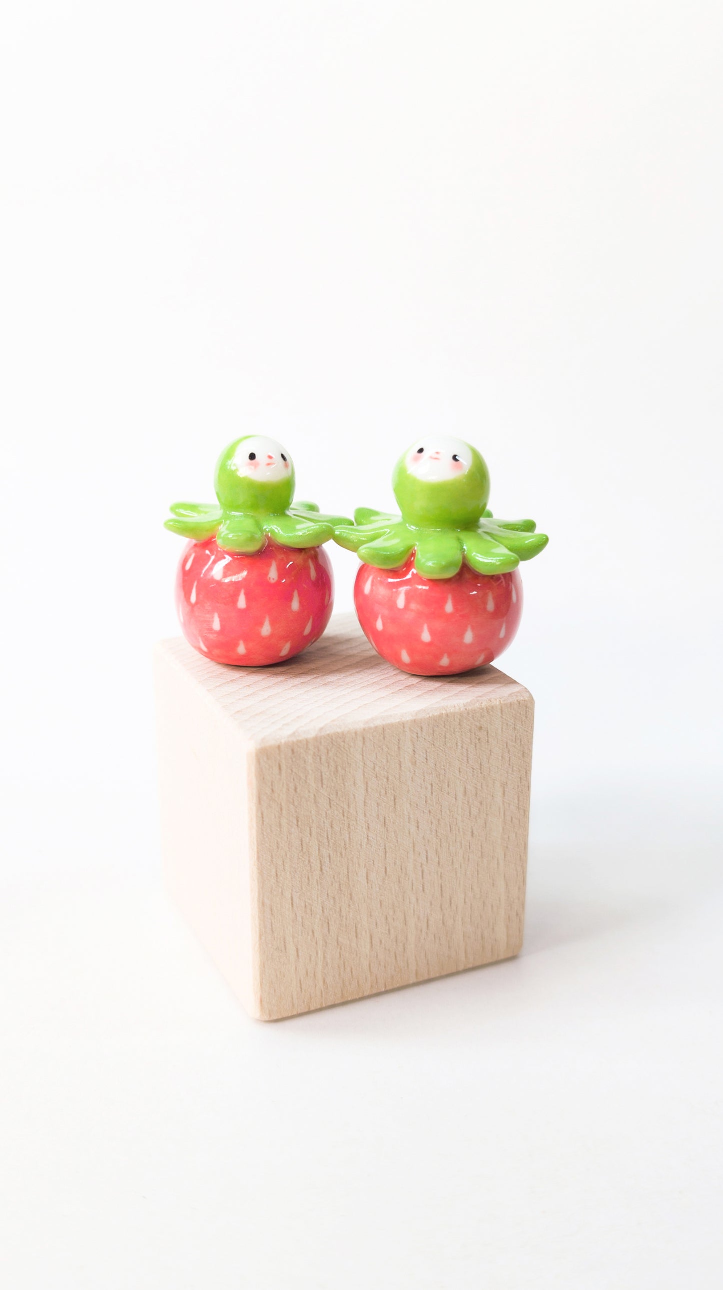 goatPIERROT Ceramic Art Toy [Strawberry Birbaubles, 1.25" tall, Listed Individually]