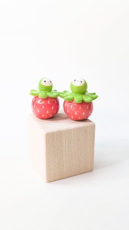 goatPIERROT Ceramic Art Toy [Strawberry Birbaubles, 1.25" tall, Listed Individually]