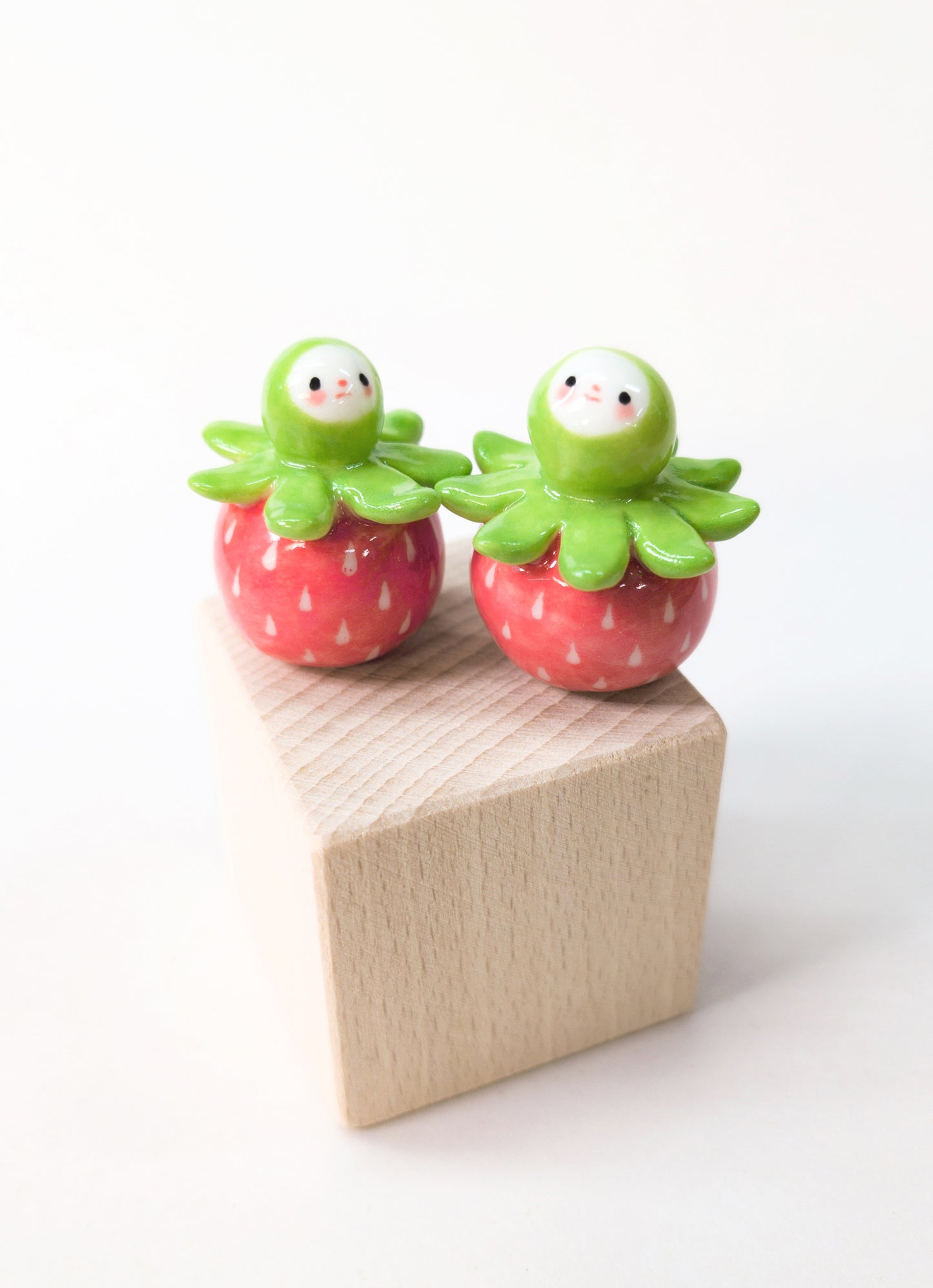 goatPIERROT Ceramic Art Toy [Strawberry Birbaubles, 1.25" tall, Listed Individually]