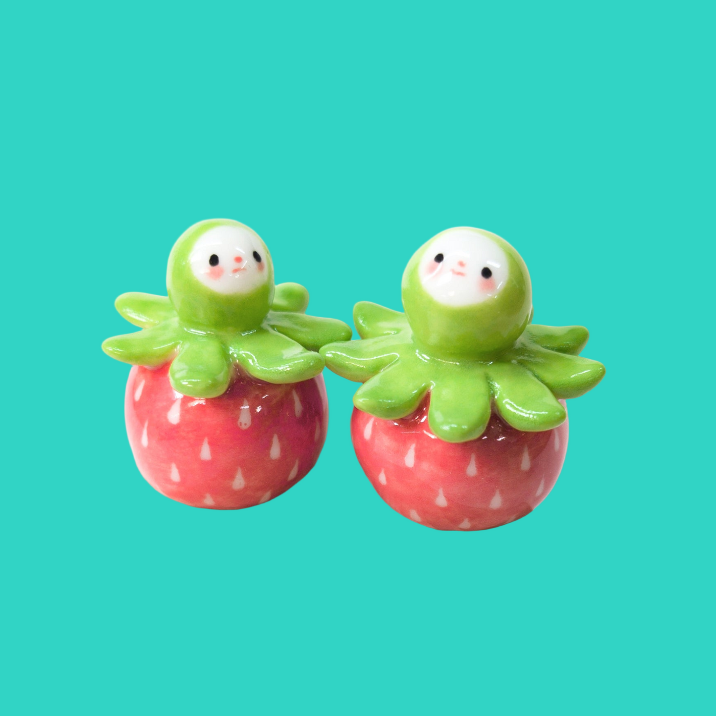 goatPIERROT Ceramic Art Toy [Strawberry Birbaubles, 1.25" tall, Listed Individually]