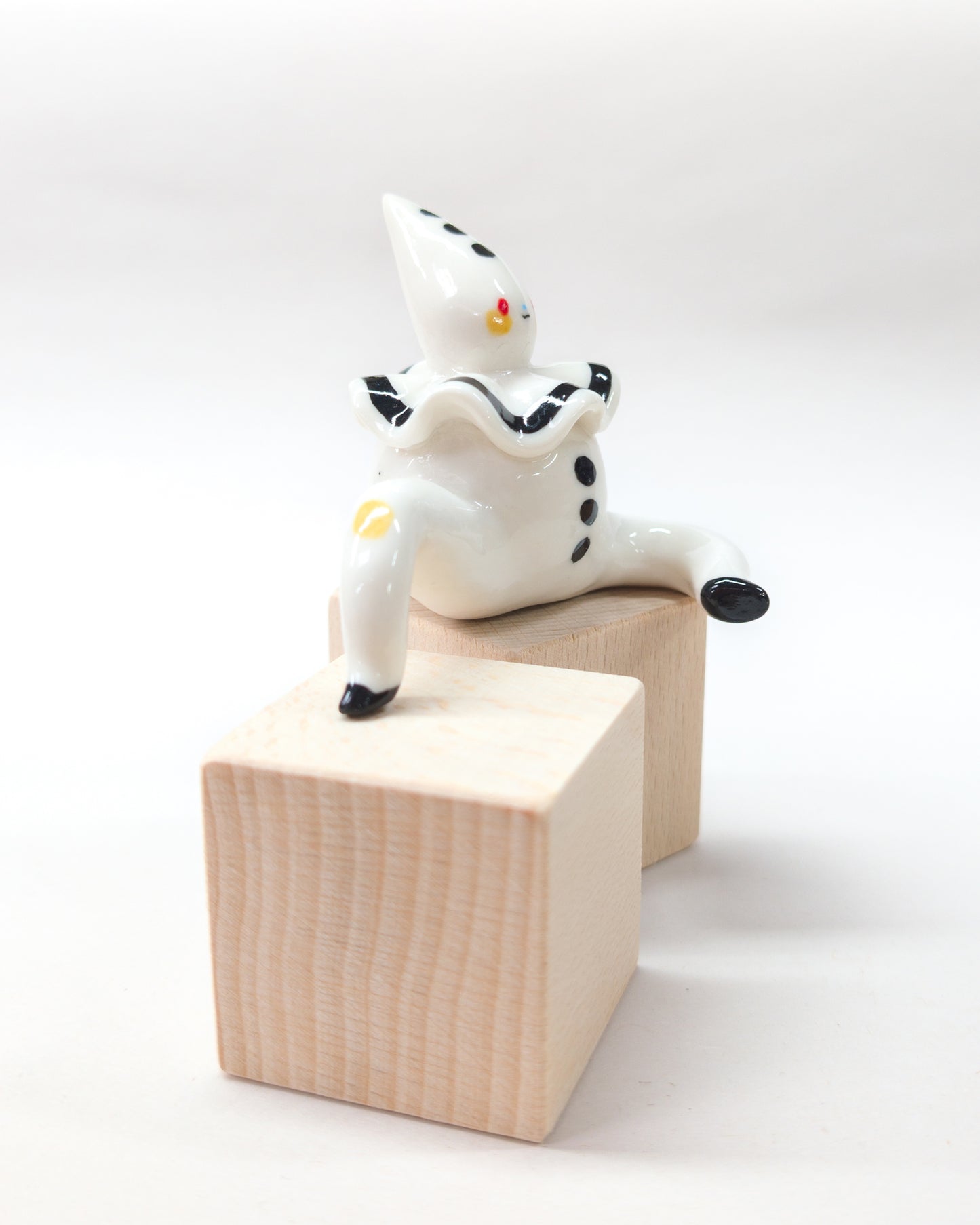 goatPIERROT Ceramic Art Toy [Large Pierrot Tinybirdman, 2.25" tall, Minor Flaws Collection]