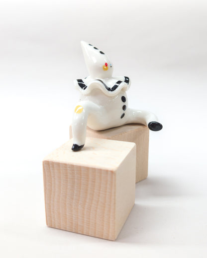 goatPIERROT Ceramic Art Toy [Large Pierrot Tinybirdman, 2.25" tall, Minor Flaws Collection]