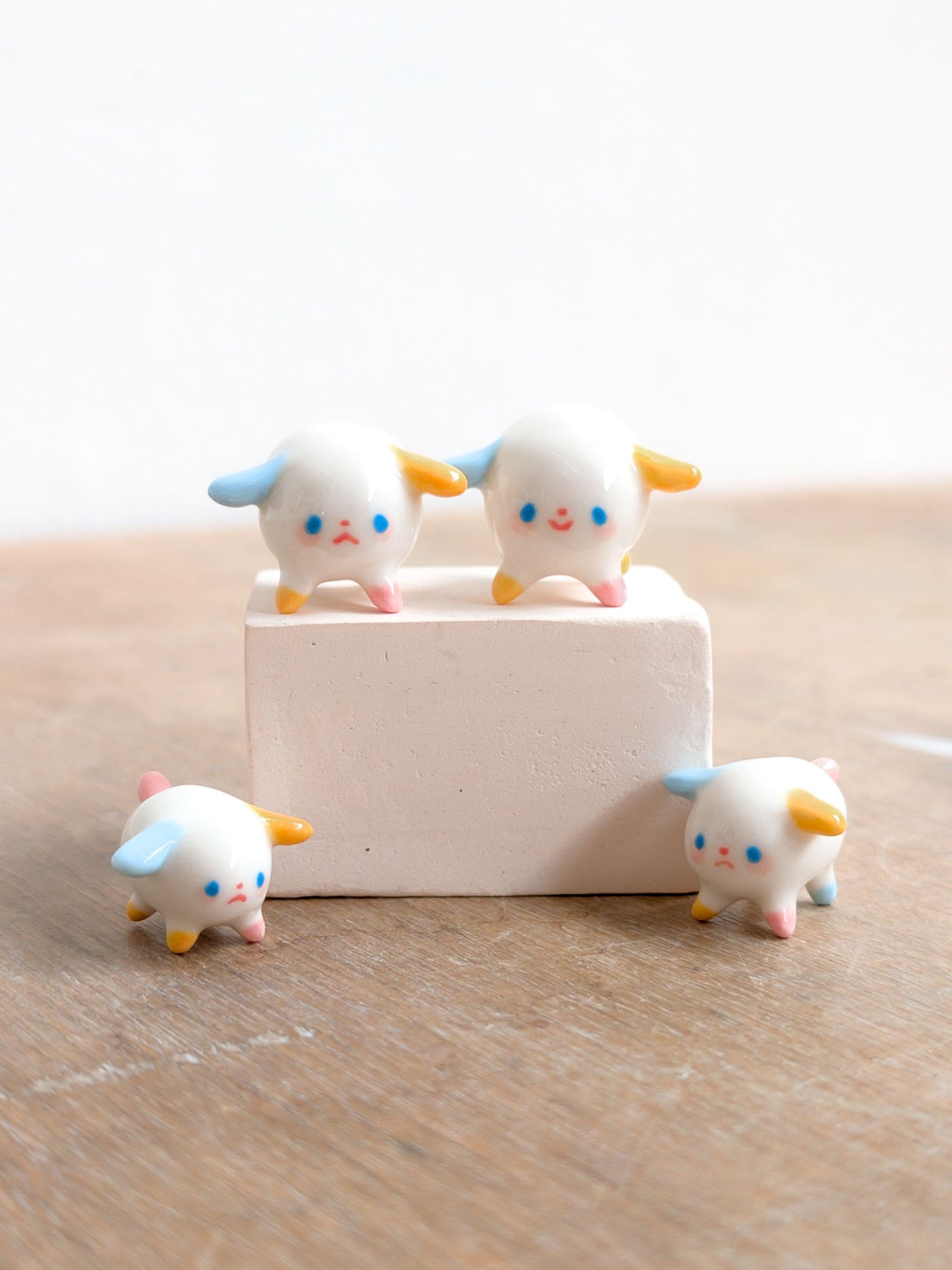 goatPIERROT Ceramic Art Toy [Pastel Primary Tinydogman]