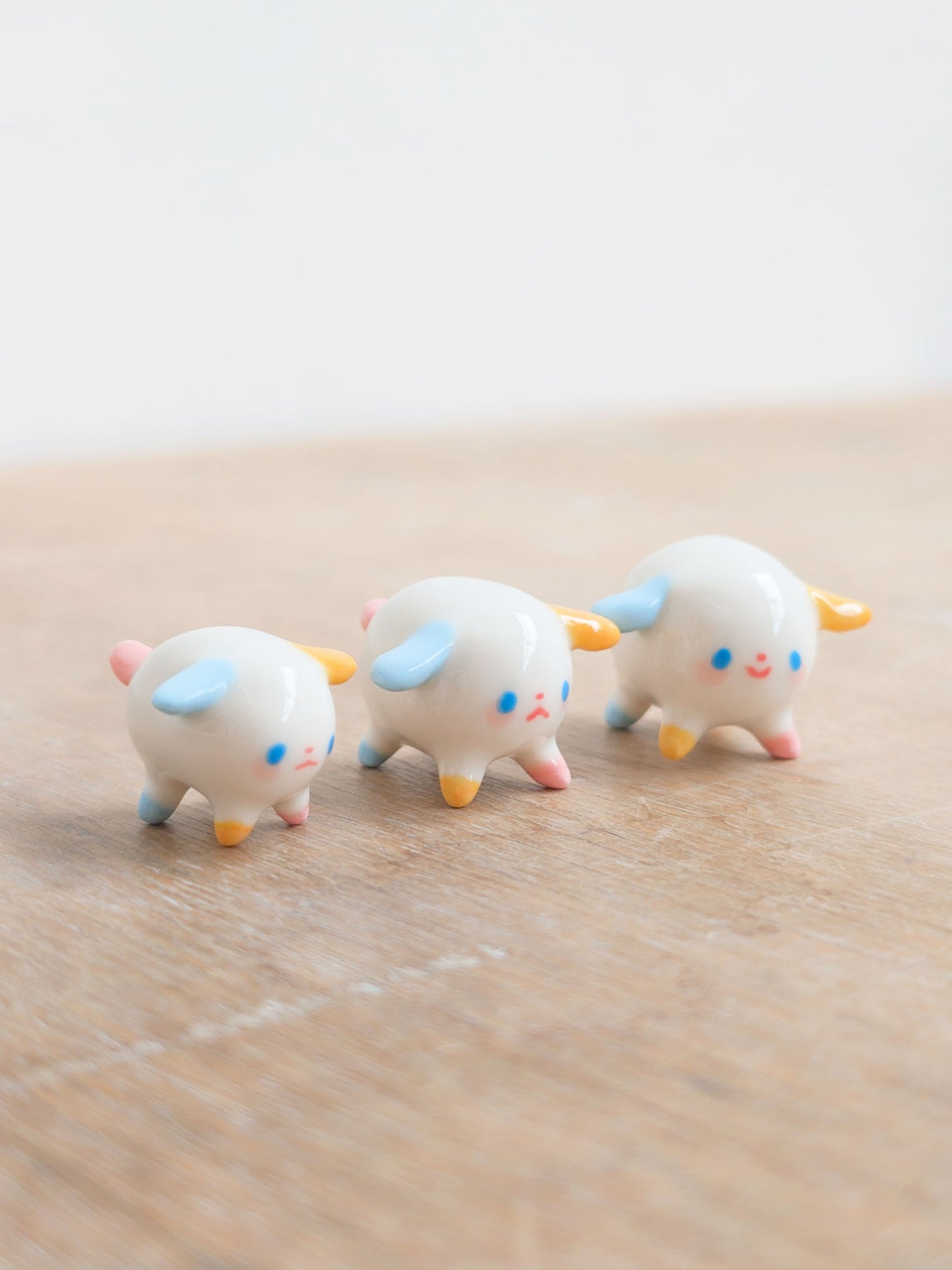 goatPIERROT Ceramic Art Toy [Pastel Primary Tinydogman]
