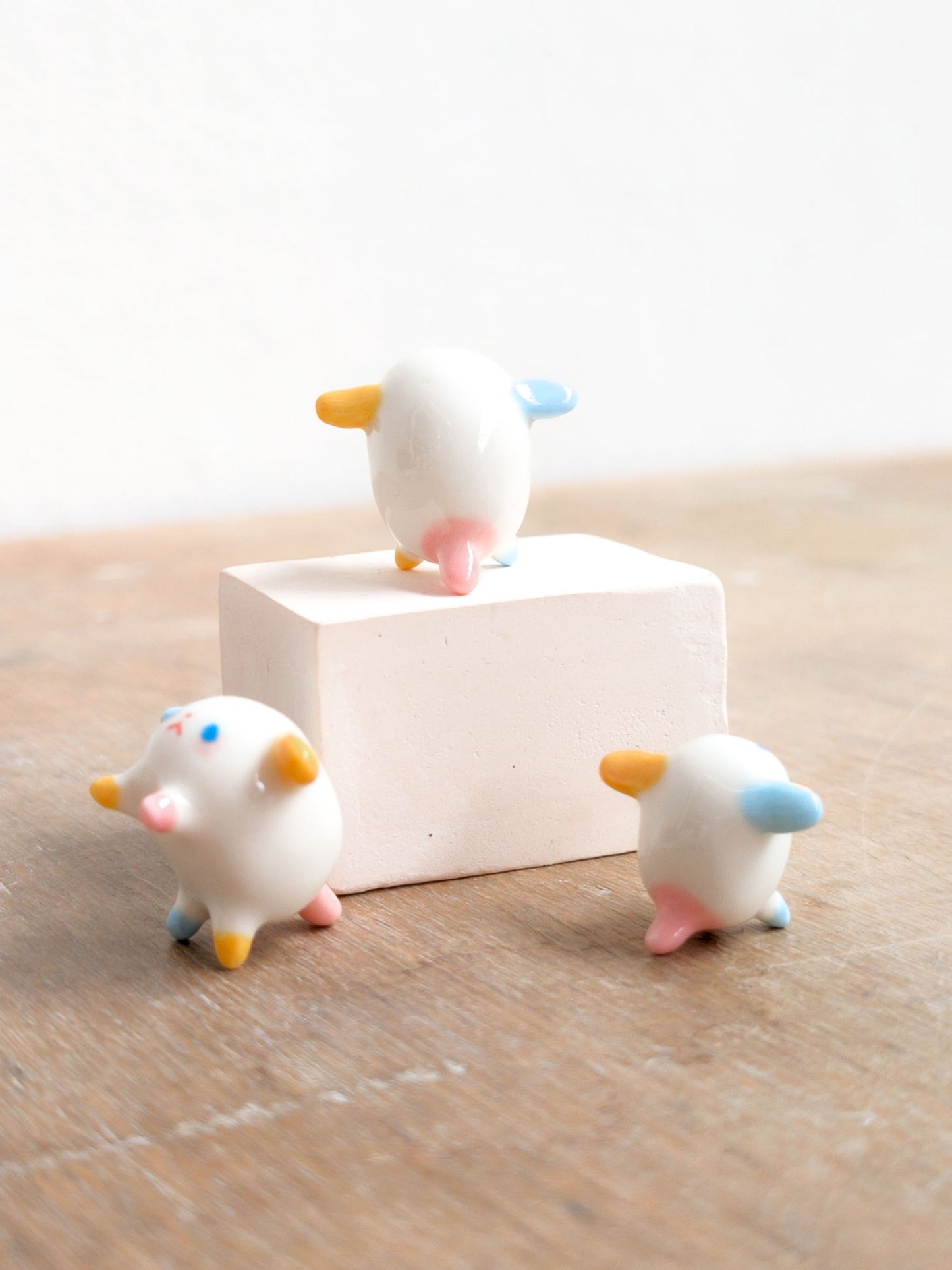 goatPIERROT Ceramic Art Toy [Pastel Primary Tinydogman]