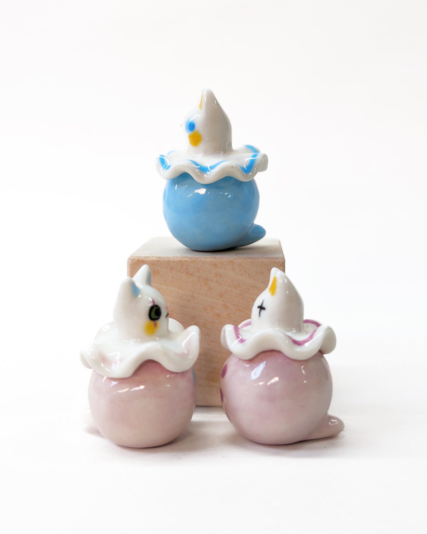 goatPIERROT Ceramic Art Toy [Cat Pierrot Birbauble, 1.6" tall, SECONDS]