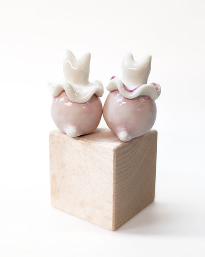 goatPIERROT Ceramic Art Toy [Cat Pierrot Birbauble, 1.6" tall, SECONDS]