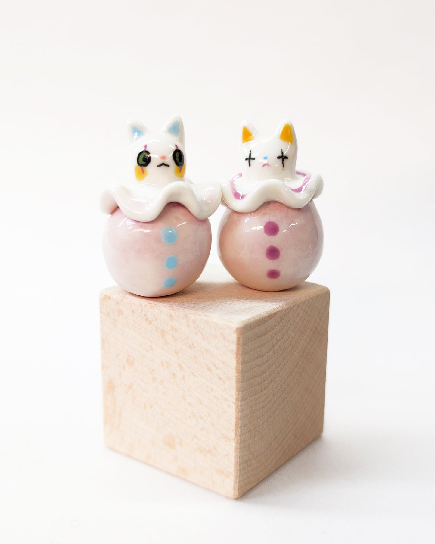 goatPIERROT Ceramic Art Toy [Cat Pierrot Birbauble, 1.6" tall, SECONDS]