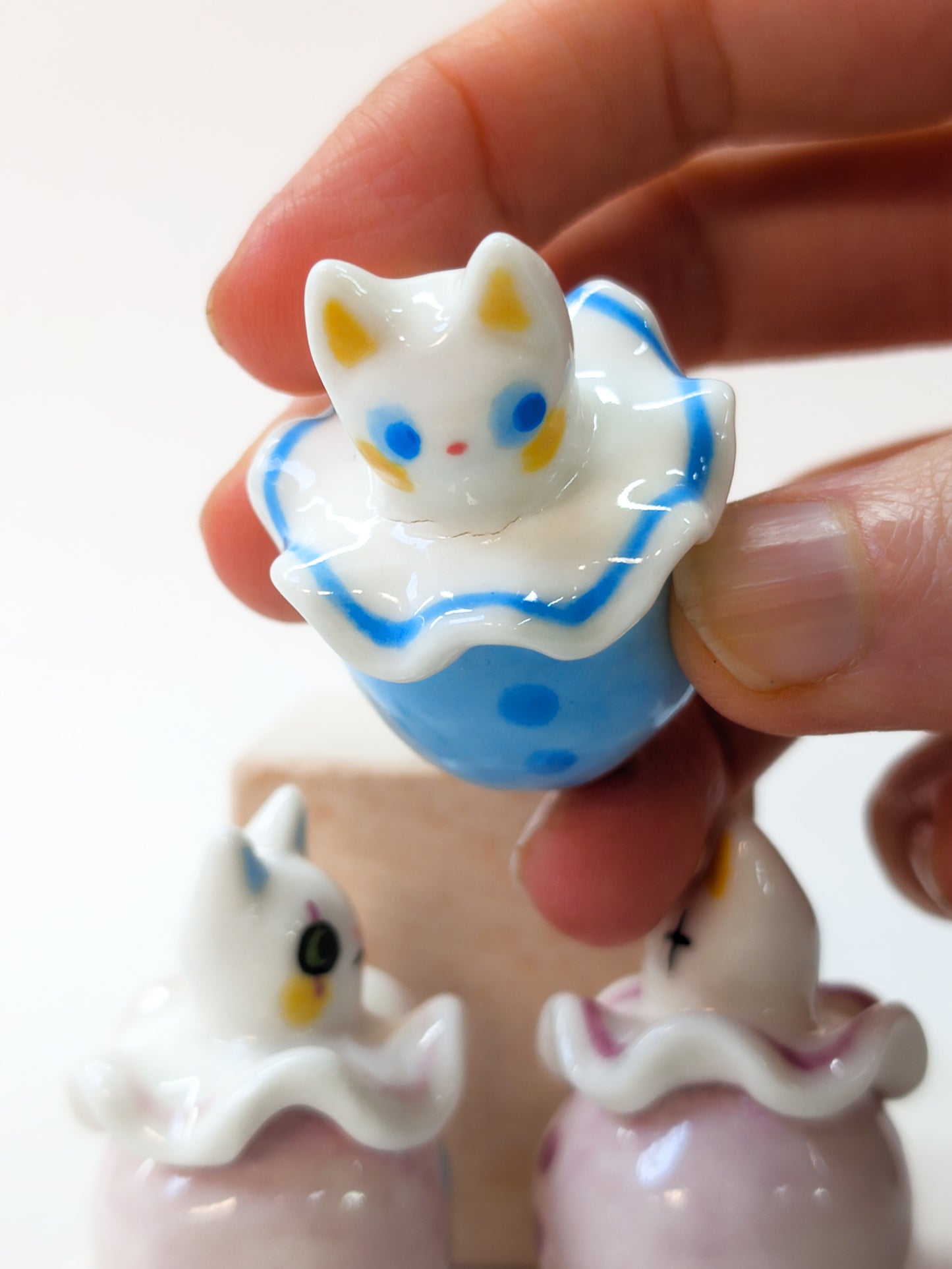 goatPIERROT Ceramic Art Toy [Cat Pierrot Birbauble, 1.6" tall, SECONDS]