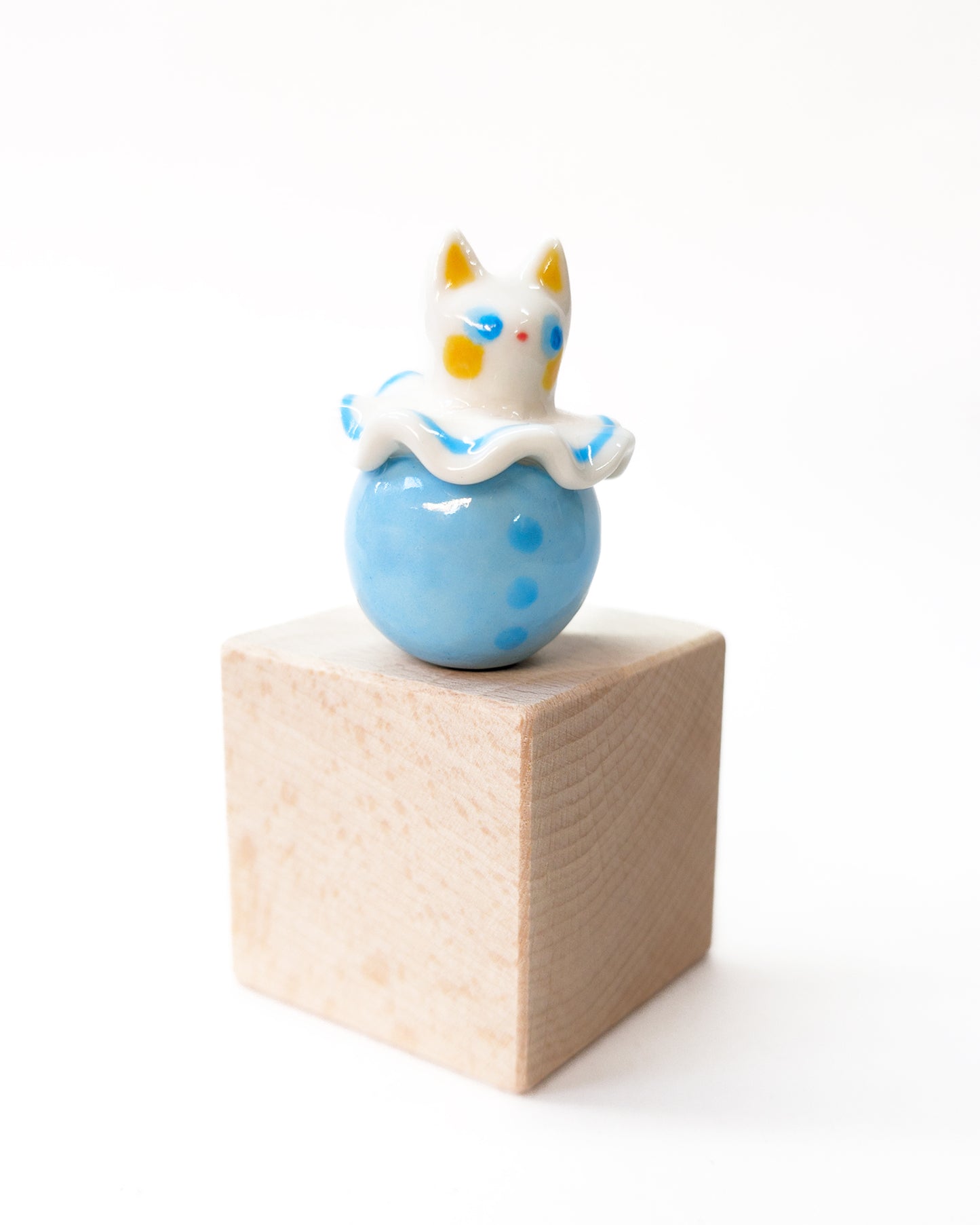 goatPIERROT Ceramic Art Toy [Cat Pierrot Birbauble, 1.6" tall, SECONDS]