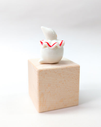 goatPIERROT Ceramic Art Toy [Red Flower Pierrot Birbauble, 1.4" tall]
