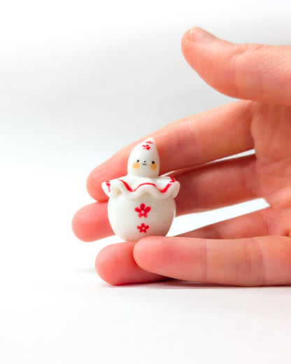 goatPIERROT Ceramic Art Toy [Red Flower Pierrot Birbauble, 1.4" tall]