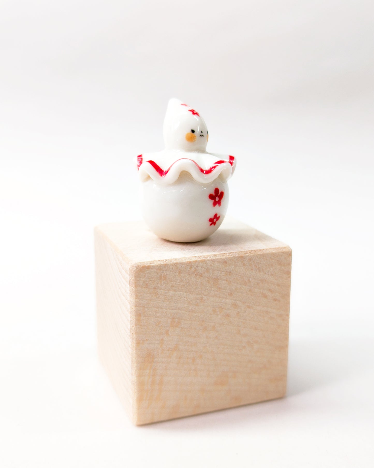 goatPIERROT Ceramic Art Toy [Red Flower Pierrot Birbauble, 1.4" tall]