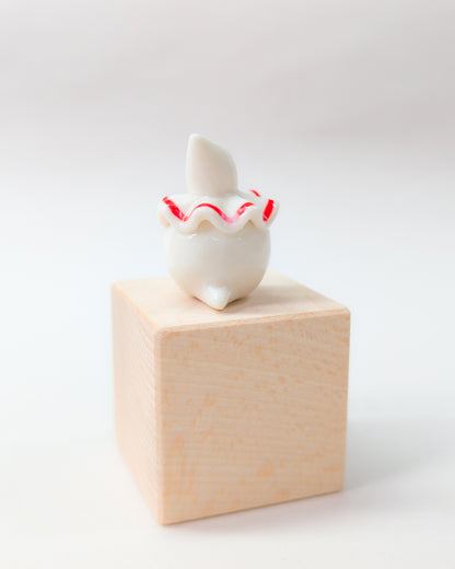 goatPIERROT Ceramic Art Toy [Red Flower Pierrot Birbauble, 1.4" tall]