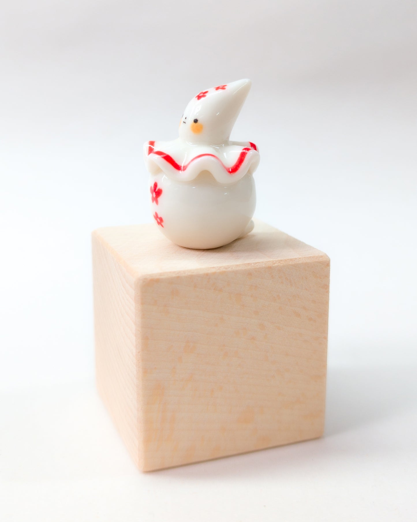 goatPIERROT Ceramic Art Toy [Red Flower Pierrot Birbauble, 1.4" tall]