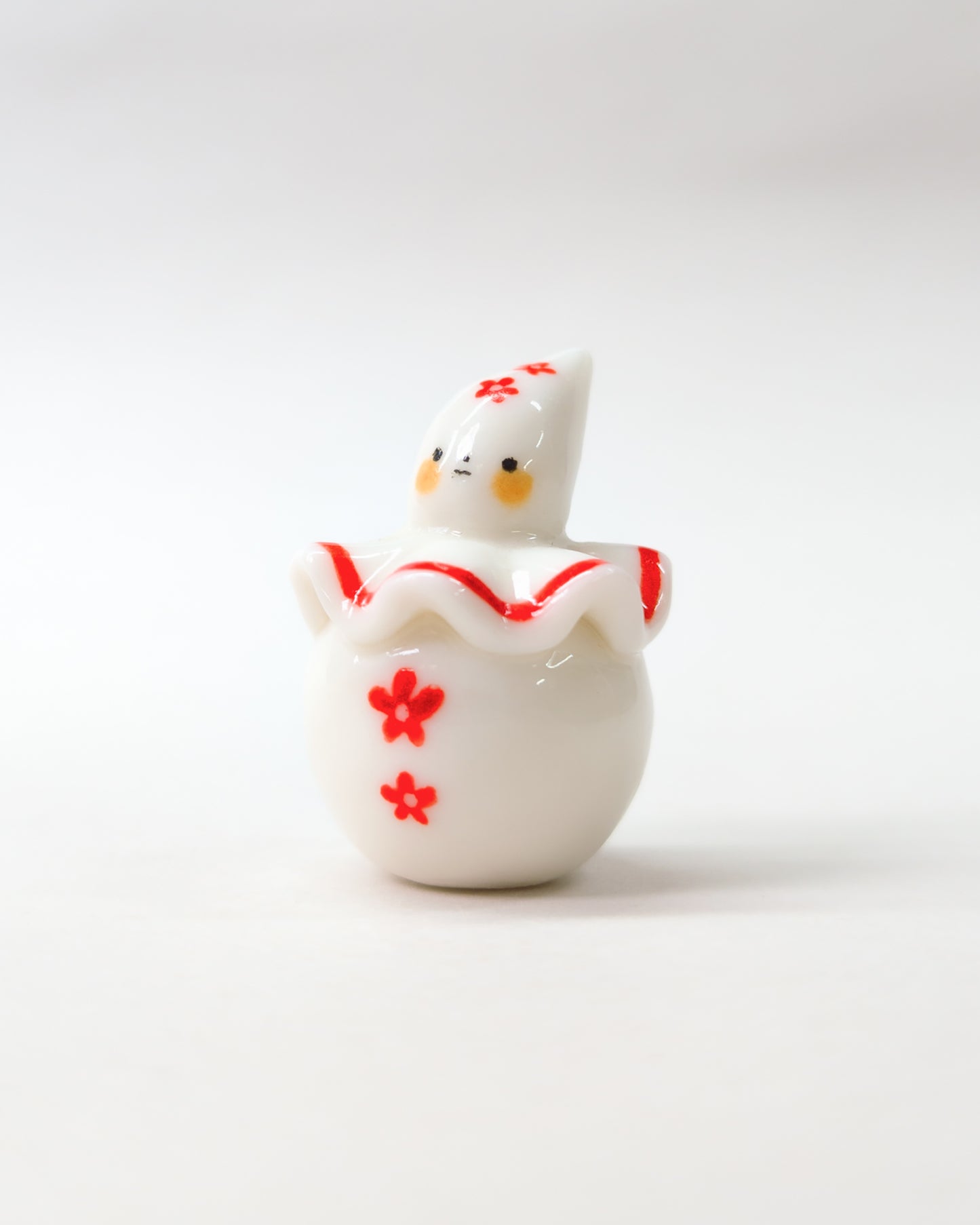 goatPIERROT Ceramic Art Toy [Red Flower Pierrot Birbauble, 1.4" tall]