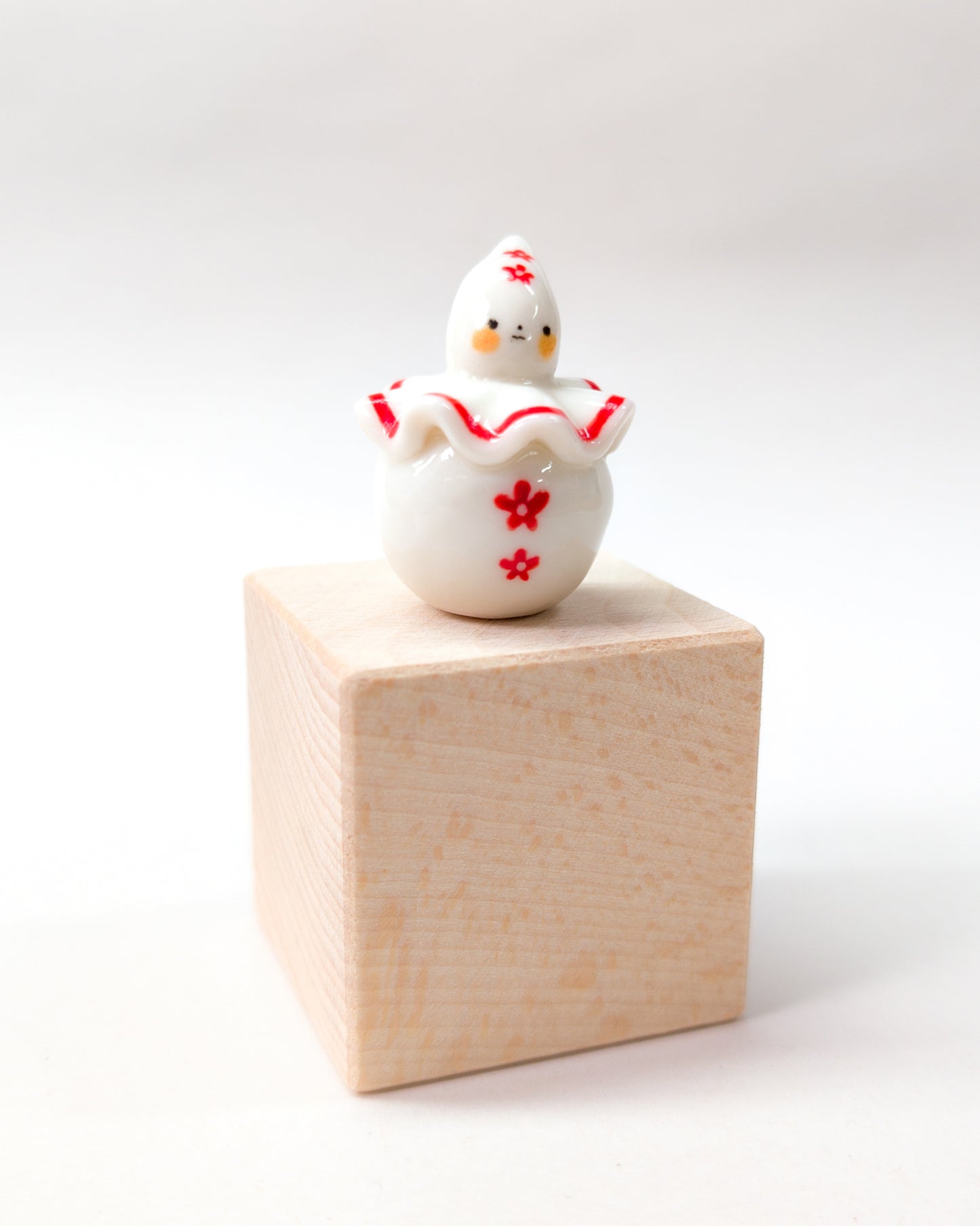 goatPIERROT Ceramic Art Toy [Red Flower Pierrot Birbauble, 1.4" tall]